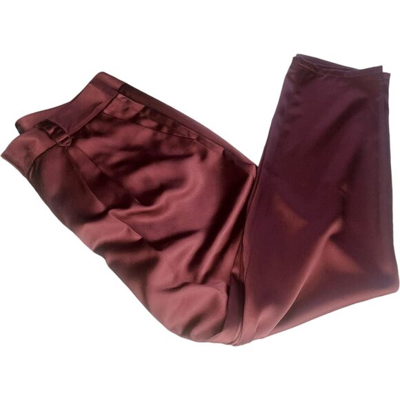 PAIGE | Kodie Fig Satin Tapered Trouser Pant Workwear Dressy Crop Size 6 NWT - Picture 3 of 11